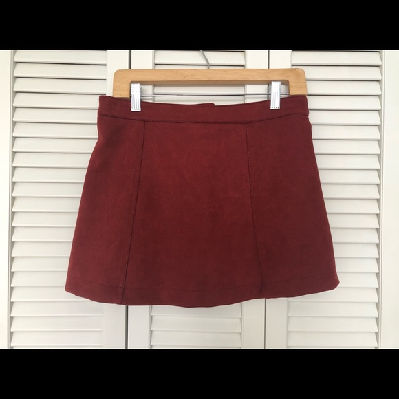 Forever 21 Maroon Suede Button-down skirt Size 28 - Picture 5 of 6